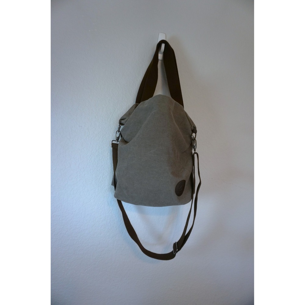 Canvas Hobo Crossbody Bag Olive Gray Messenger Shoulder Bag with Pockets